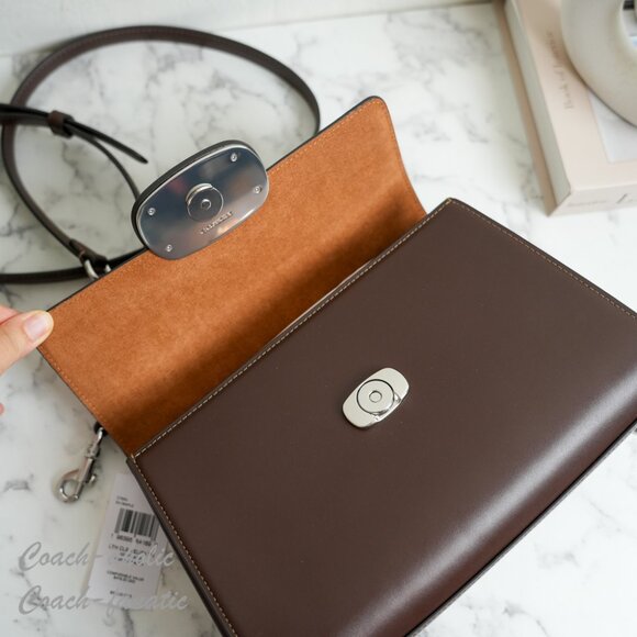 NWT Coach CT852 Eliza Top Handle Bag Leather Crossbody in Silver/Maple - Picture 11 of 12